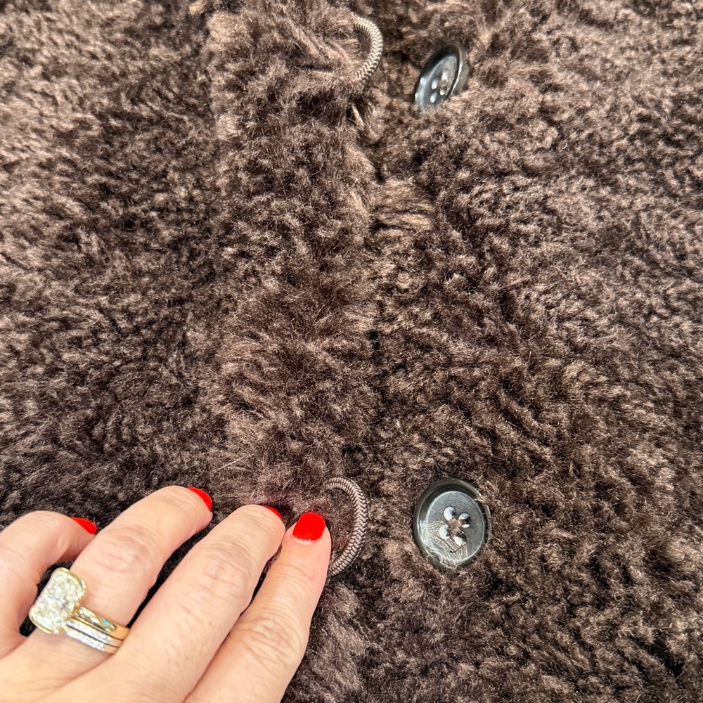 Banana Republic 🐻Teddy Coat Dark Brown Small EUC❤️ - Picture 15 of 16